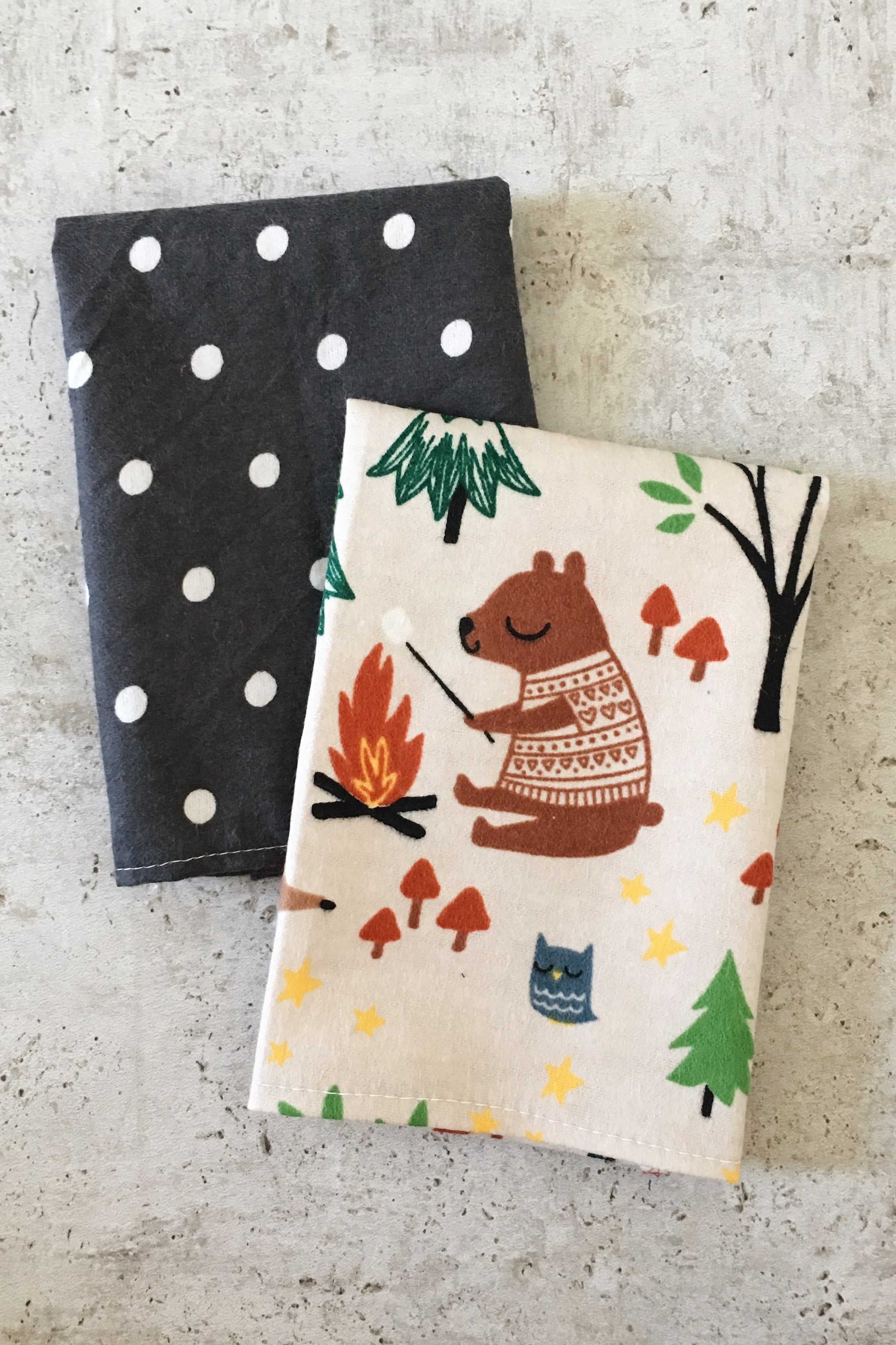 Cotton Cloth Napkins (Woodland + Polka Dots 4 pack)