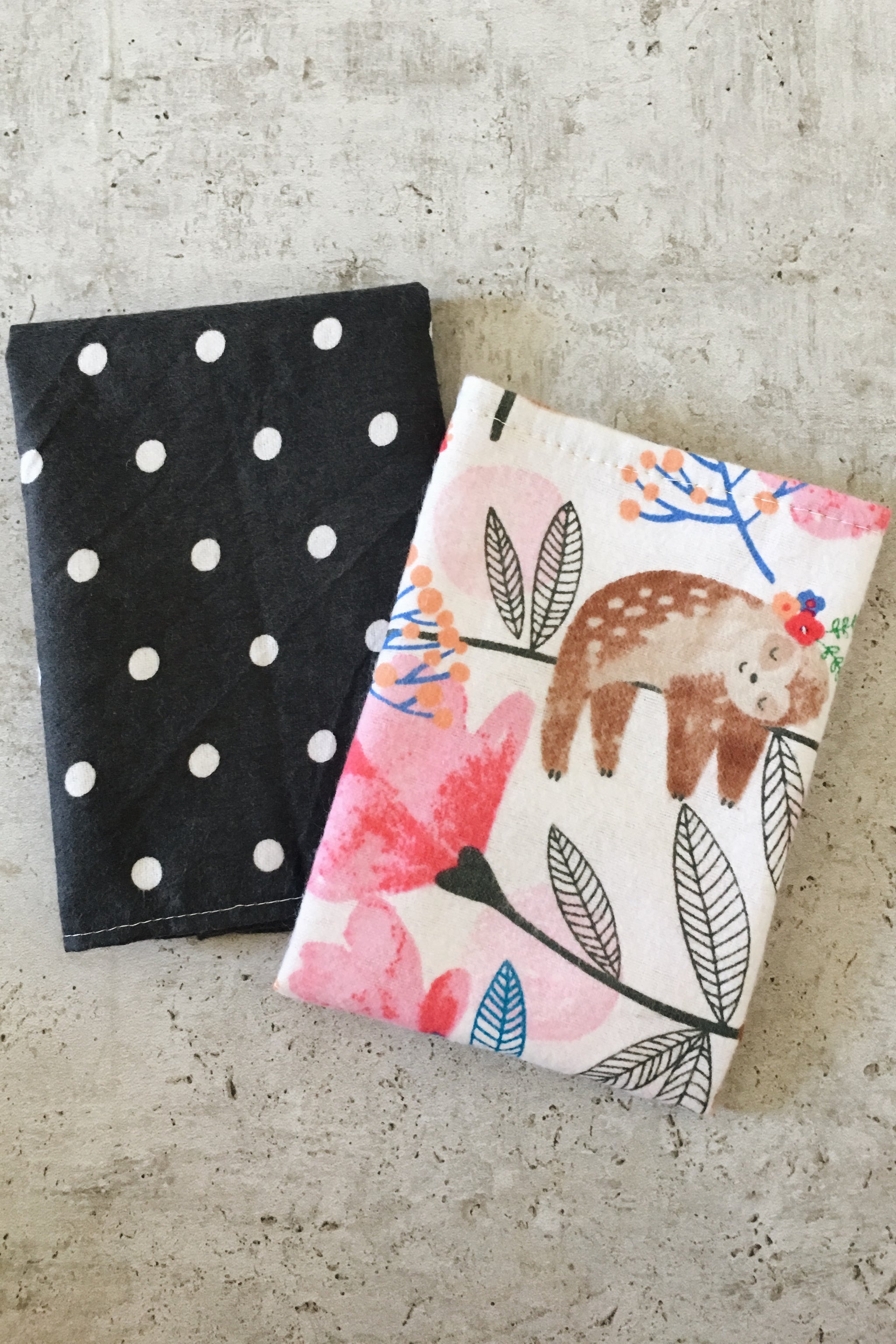 Cotton Cloth Napkins (Sloths + Polka Dots 4 pack)