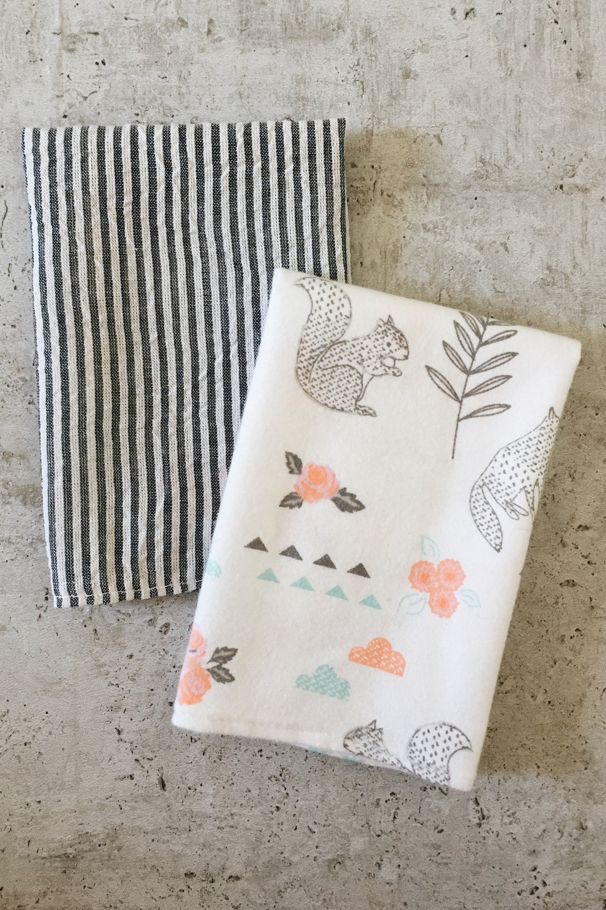 Cotton Cloth Napkins (Geo Animals + Stripes 4 pack)