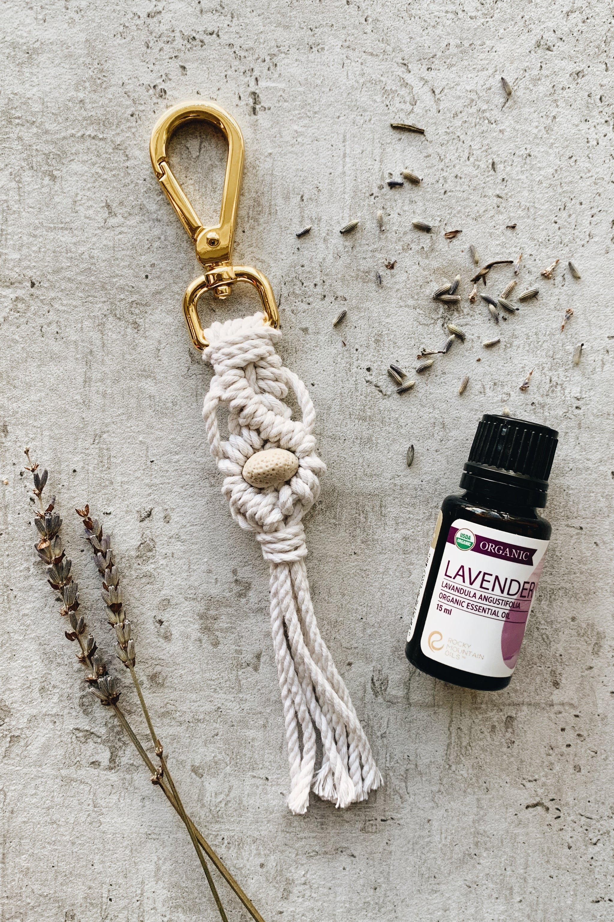 Macrame Essential Oil Keychain