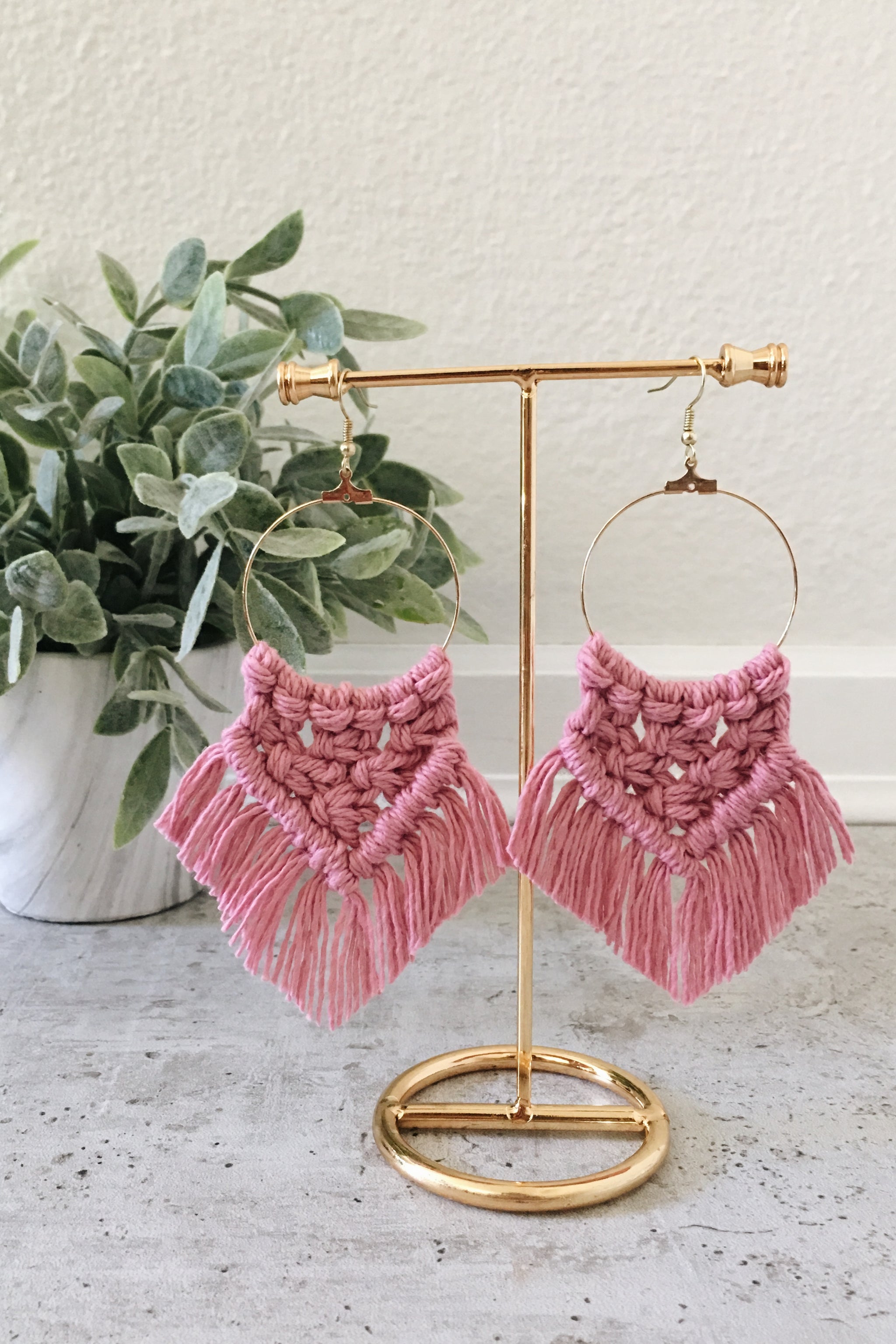 Macrame Earrings - Pink