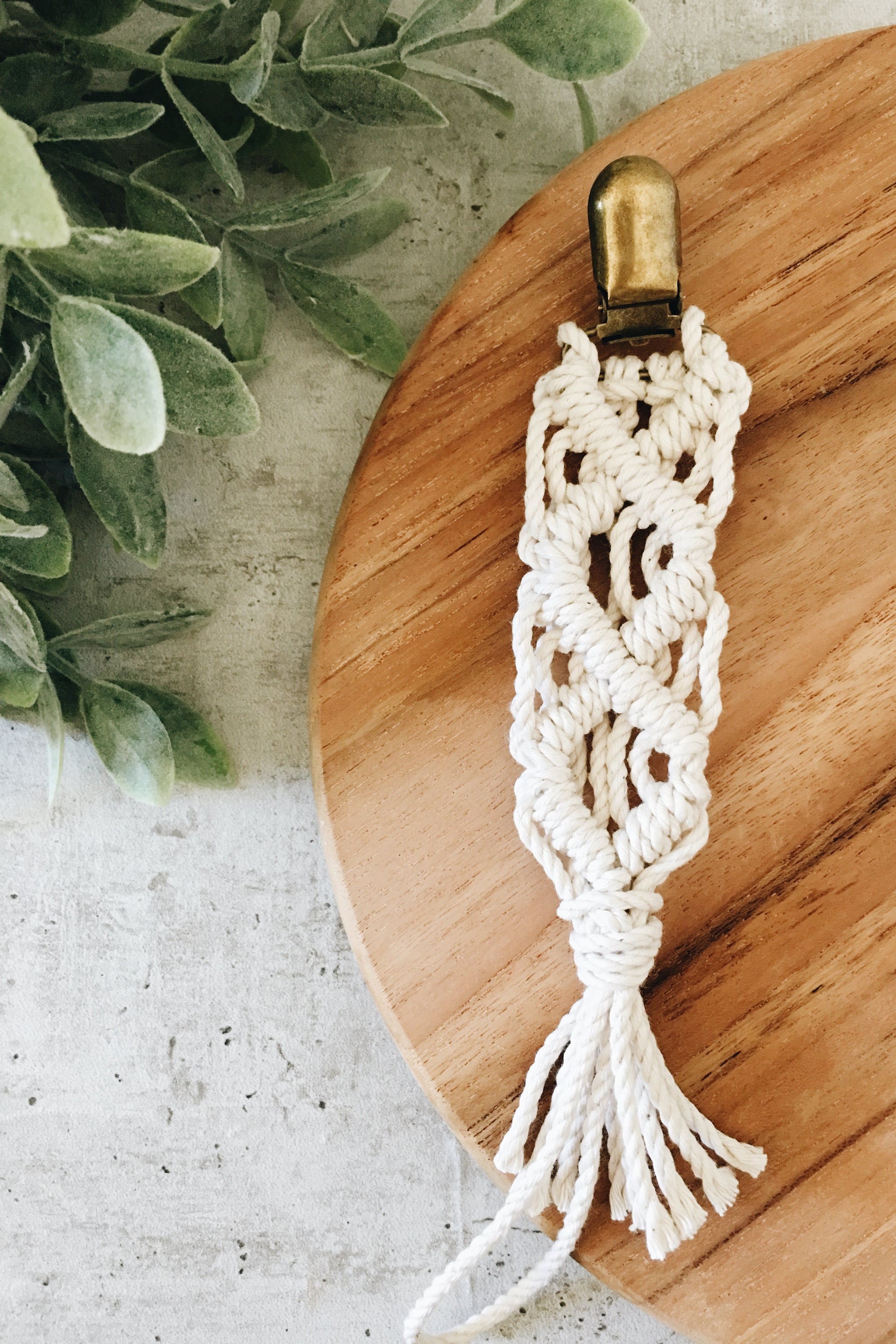 Macrame Pacifier Clip - Diamond