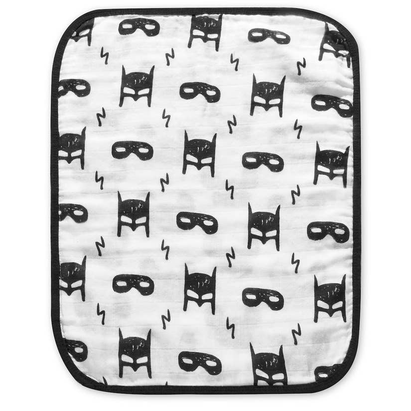 Organic Cotton Reversible Burp Cloth - Modern Mouse + Hero Struck