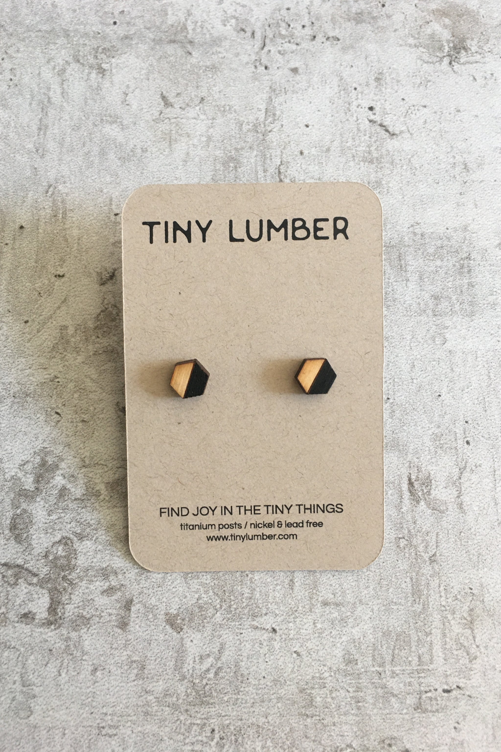 Wood Earrings - Tiny Hexagons
