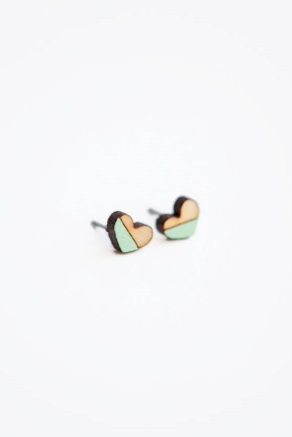 Wood Earrings - Tiny Hearts