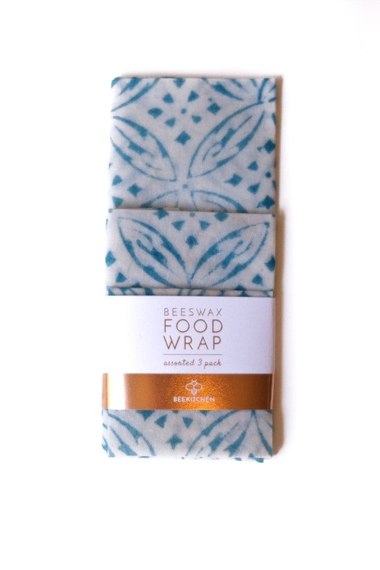 Beeswax Food Wrap - 3pk of Blue Geometric