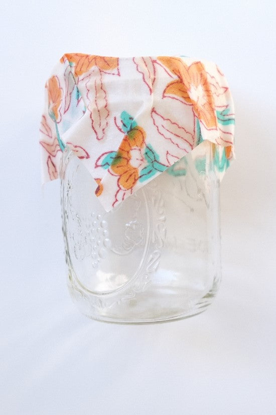 Beeswax Food Wrap - 3pk of Orange + Teal Floral