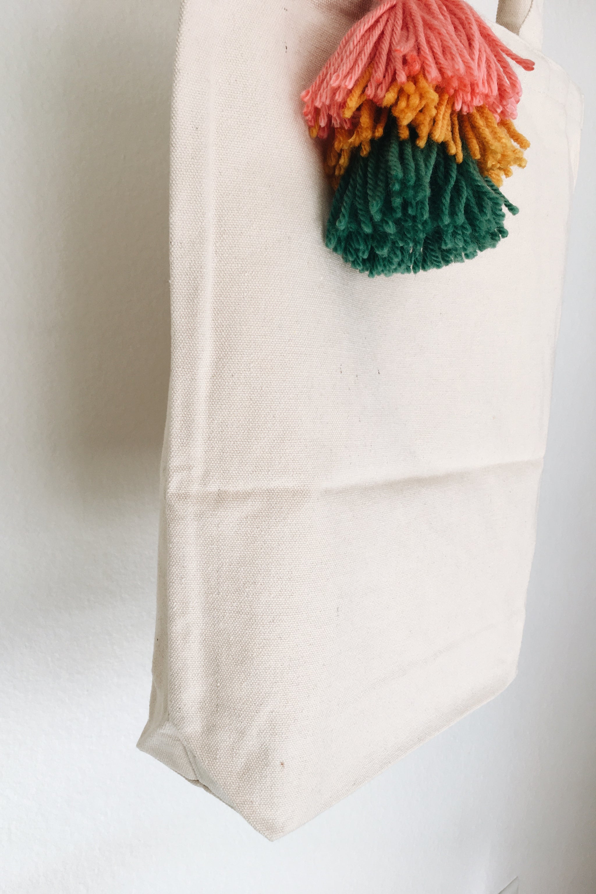 Cotton Canvas Tote with Tassel Keychain