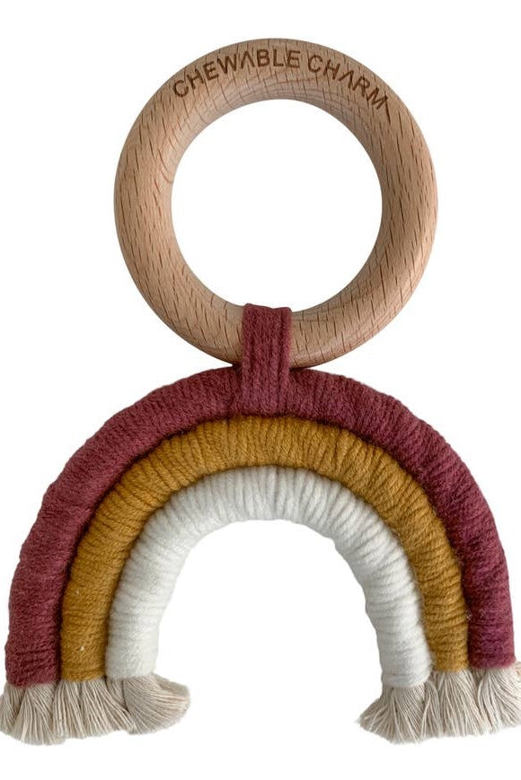 Rainbow Macrame Teether - Mustard + Berry