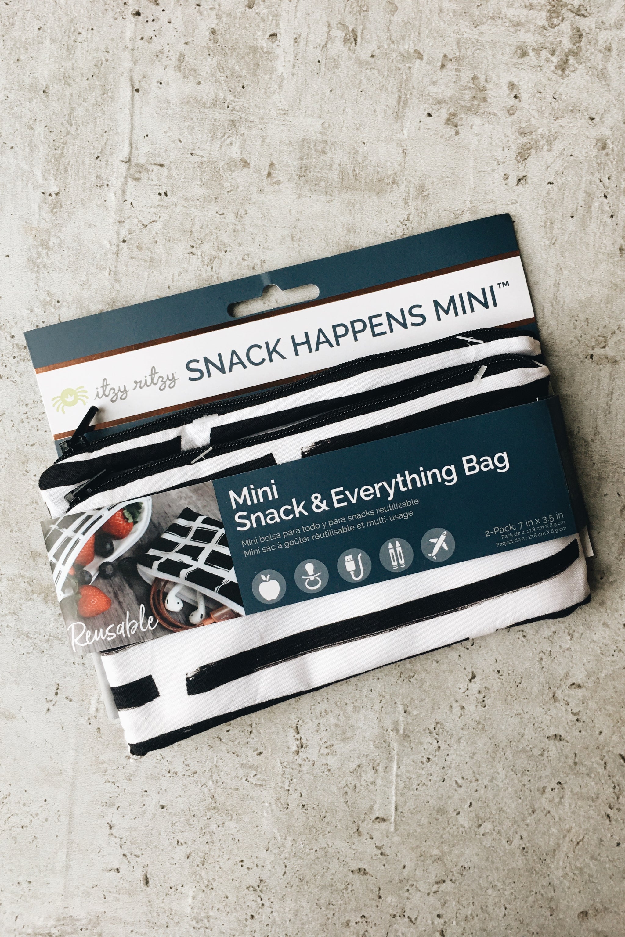 Reusable Mini Snack Bags (2 pk) - B+W (RESTOCKED)