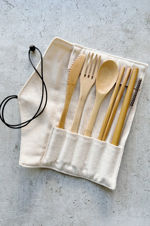 Bamboo Cutlery Set with Carrying Case