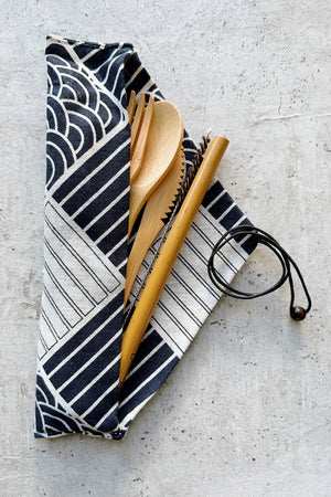 Bamboo Cutlery Set with Carrying Pouch