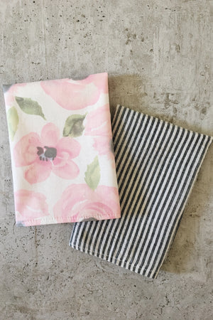 Cotton Cloth Napkins (Floral + Stripes 4 pack)