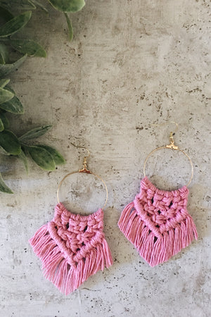 Macrame Earrings - Pink