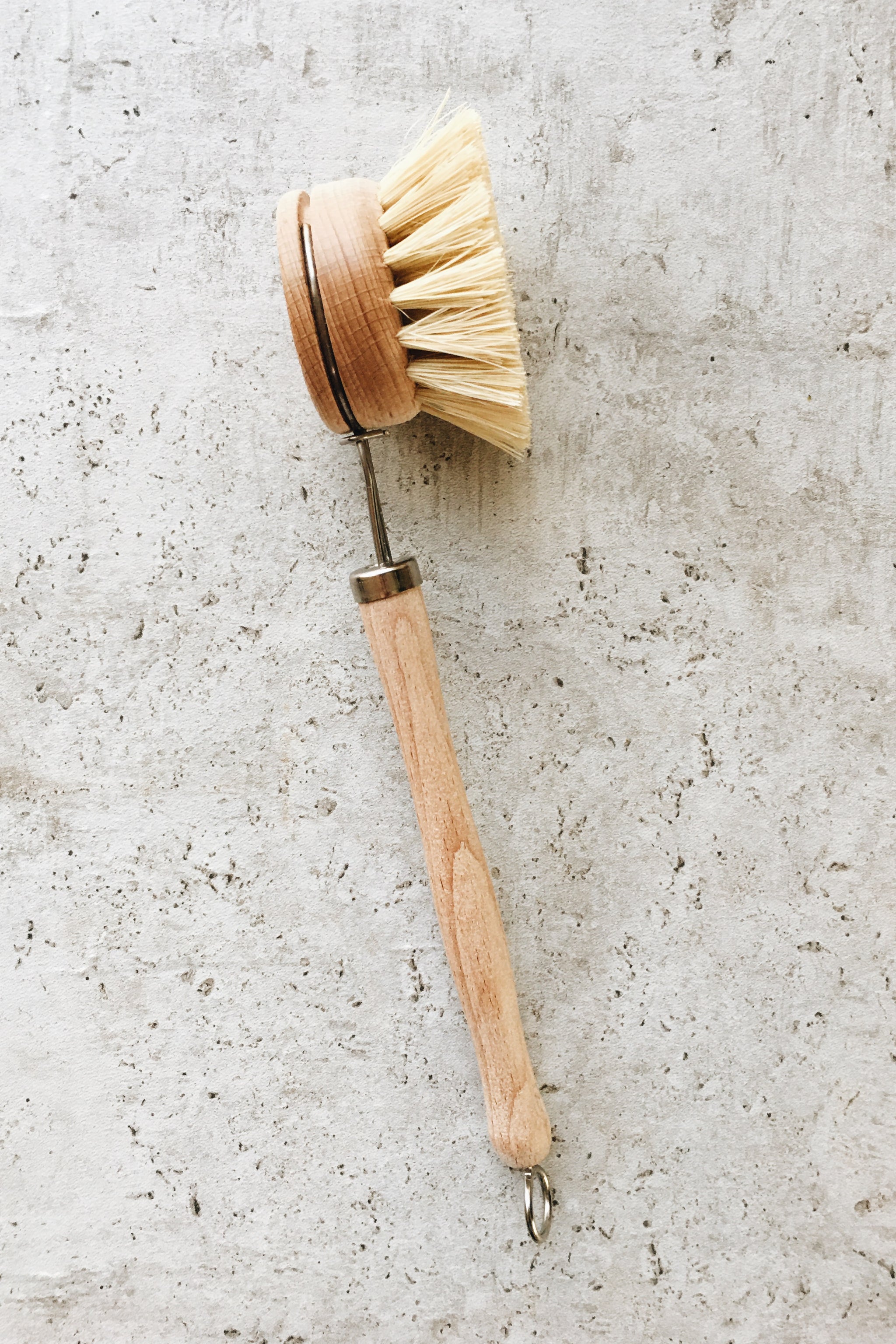 Dish Brush W/ Stiff Memory Bristles - Natural Wood Handle