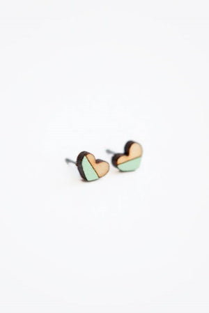 Wood Earrings - Tiny Hearts